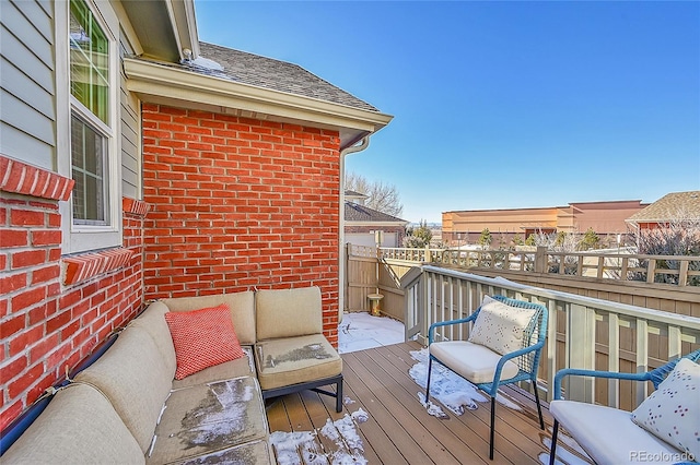 wooden balcony with a deck