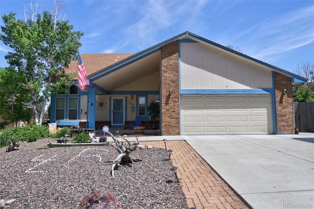 single story home with a garage