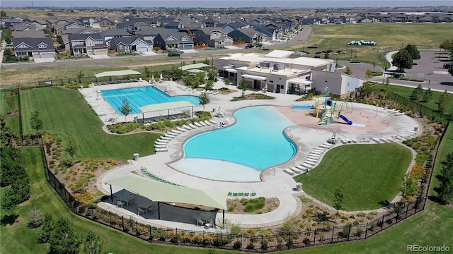 drone / aerial view featuring a residential view