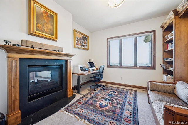 6194 Falcon Ridge Way, Morrison, CO 80465 - office with a multi sided fireplace and baseboards