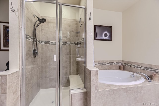 bathroom with plus walk in shower