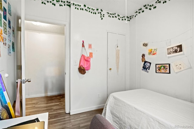 bedroom featuring dark hardwood / wood-style flooring