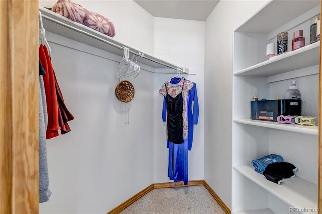 walk in closet featuring carpet