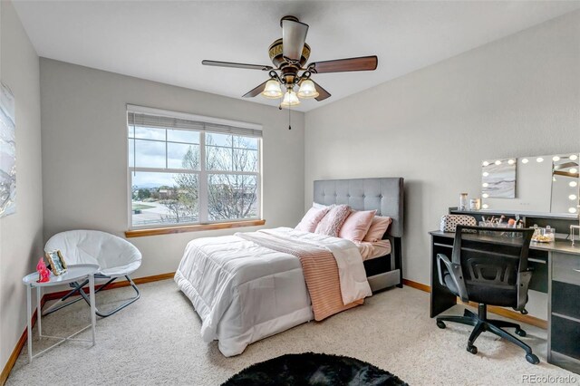 bedroom featuring baseboards and carpet
