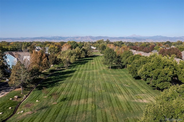 aerial view with a mountain view