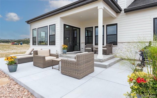 view of patio featuring an outdoor living space