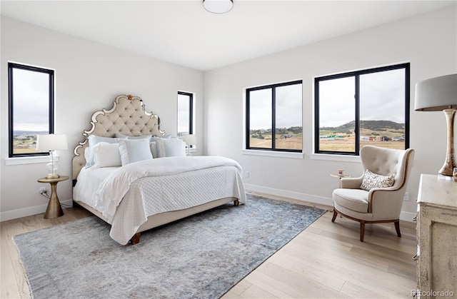 bedroom with light hardwood / wood-style floors