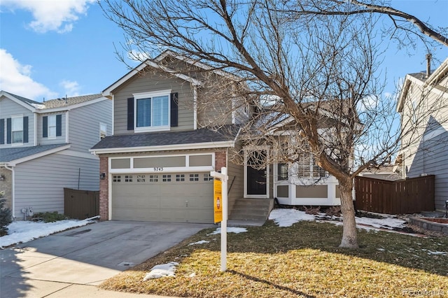 view of front property with a garage