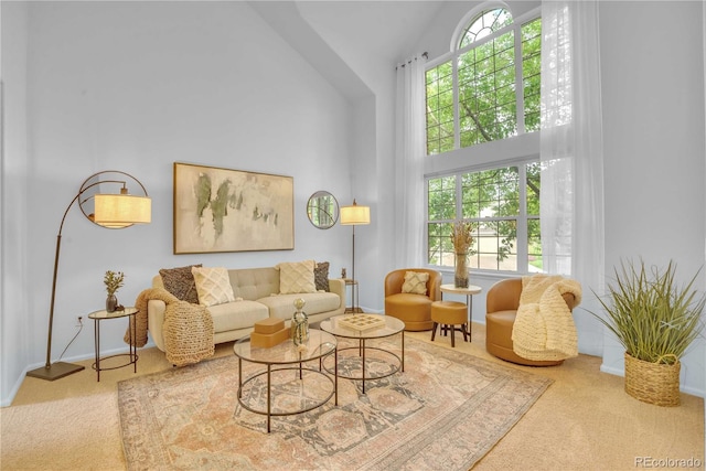 10356 Lions Heart, Lone Tree, CO 80124 - living area with high vaulted ceiling and carpet floors