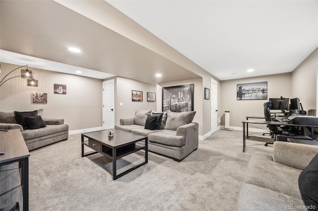 10553 Stonemeadow Dr, Parker, CO 80134 - living room with light carpet, recessed lighting, and an office area