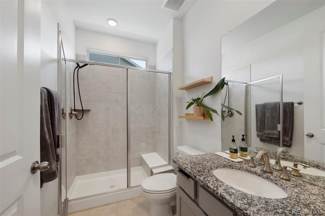 12826 Lake Port St, Longmont, CO 80504 - full bathroom with vanity, a stall shower, and tile patterned flooring