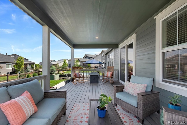 12826 Lake Port St, Longmont, CO 80504 - wooden deck with a residential view and an outdoor hangout area