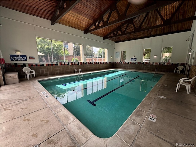 view of pool with ceiling fan