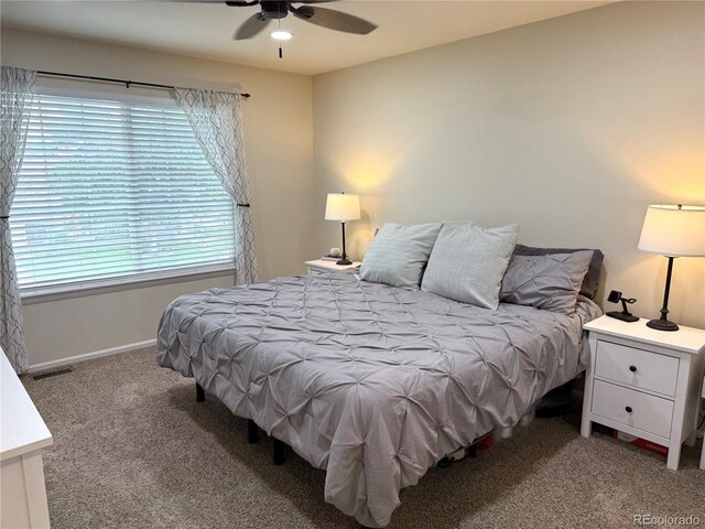 3771 S Kirk Way, Aurora, CO 80013 - bedroom featuring carpet flooring, multiple windows, and a ceiling fan