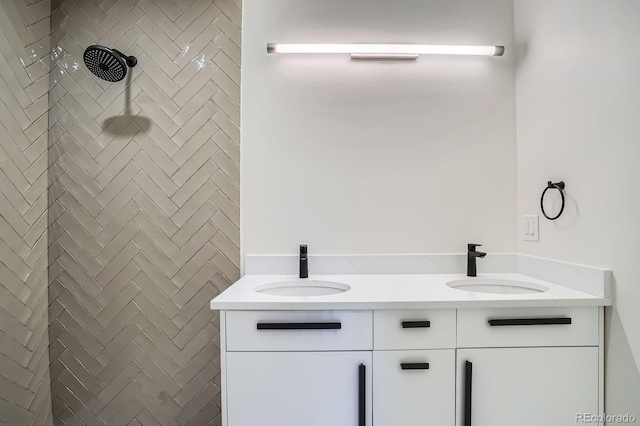 3975 Yates St, Denver, CO 80212 - bathroom with a tile shower and double vanity