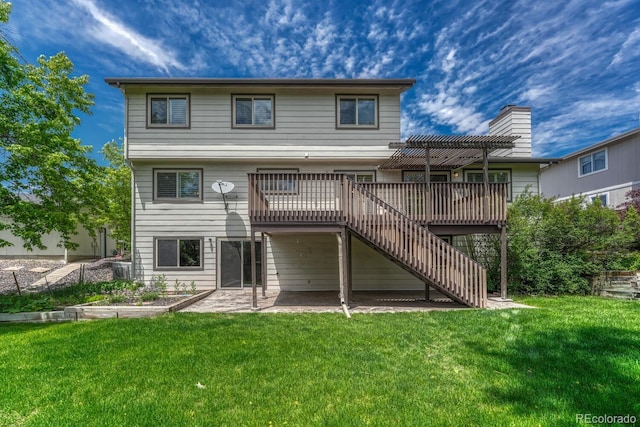 302 Northridge Rd, Highlands Ranch, CO 80126 - back of property with a pergola, a deck, a lawn, and a patio