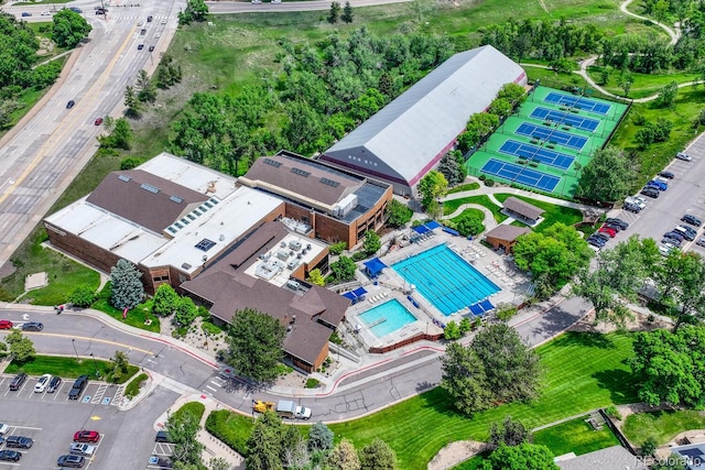 302 Northridge Rd, Highlands Ranch, CO 80126 - drone / aerial view of a pool area and a major roadway