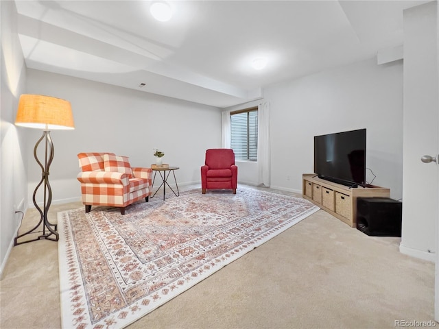 sitting room featuring carpet