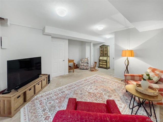 living room with light carpet