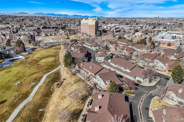 drone / aerial view with a mountain view