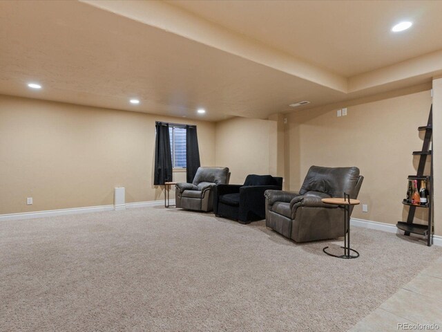 10216 Kleinbrook Way, Highlands Ranch, CO 80126 - living room with light carpet, recessed lighting, and light tile patterned flooring