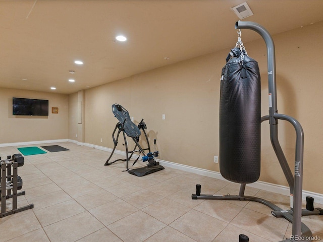 10216 Kleinbrook Way, Highlands Ranch, CO 80126 - workout area featuring recessed lighting and tile patterned flooring
