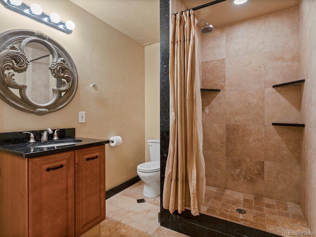 10216 Kleinbrook Way, Highlands Ranch, CO 80126 - bathroom with vanity, tiled shower, and a textured wall