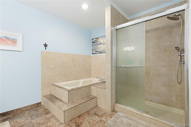 bathroom with plus walk in shower