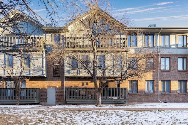 view of snow covered building