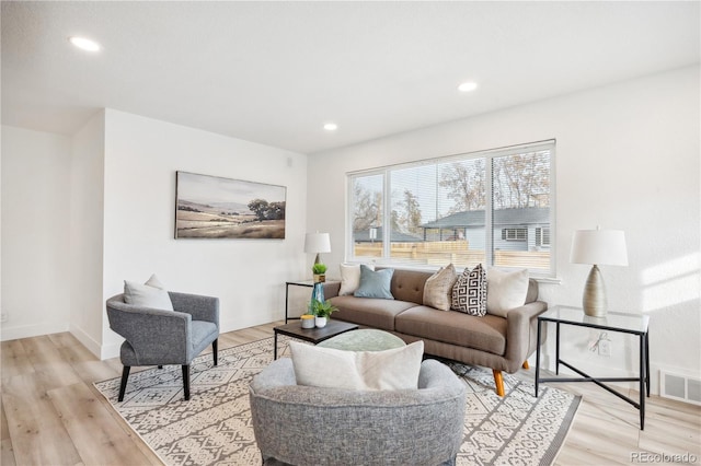 living room featuring light hardwood / wood-style floors