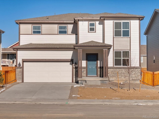 view of front facade with a garage