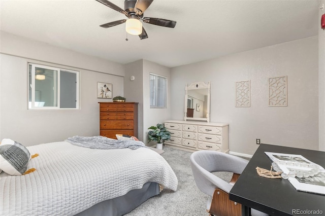 bedroom featuring carpet and ceiling fan