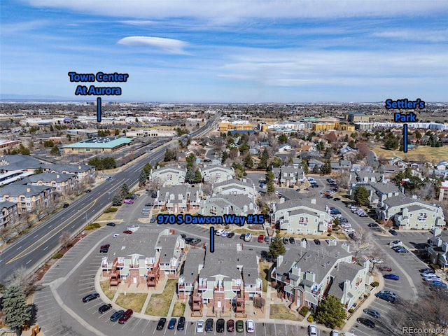 970 S Dawson Way Unit 15, Aurora, CO 80012 - aerial view of property and surrounding area featuring nearby suburban area