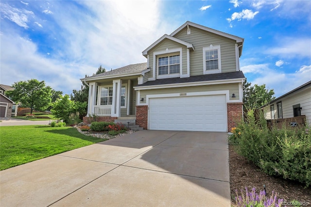 10115 Foxridge Ct, Highlands Ranch, CO 80126 - split level home featuring brick siding, an attached garage, a front lawn, and driveway