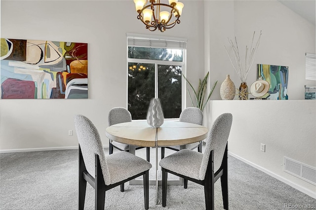 10115 Foxridge Ct, Highlands Ranch, CO 80126 - carpeted dining space featuring a chandelier and baseboards