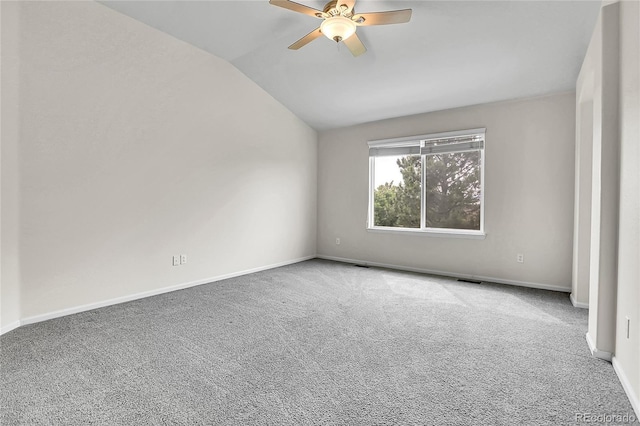10115 Foxridge Ct, Highlands Ranch, CO 80126 - spare room featuring lofted ceiling, carpet floors, and a ceiling fan