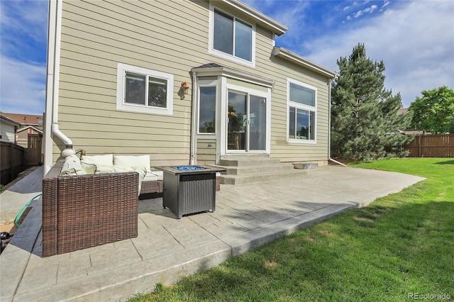 10115 Foxridge Ct, Highlands Ranch, CO 80126 - back of house with an outdoor living space, entry steps, and a patio