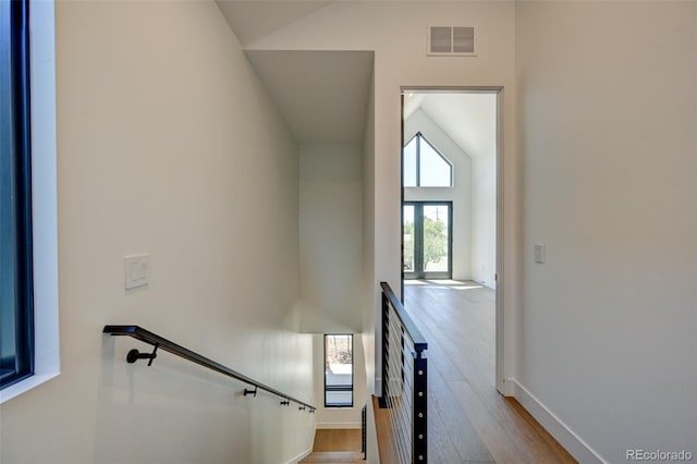 414 E Arkansas St, Buena Vista, CO 81211 - stairs with vaulted ceiling and wood finished floors
