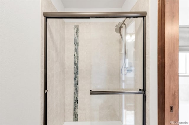 bathroom with a shower stall