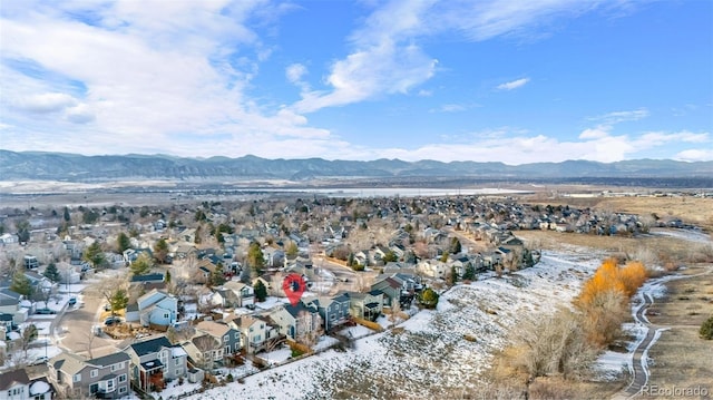 drone / aerial view with a mountain view