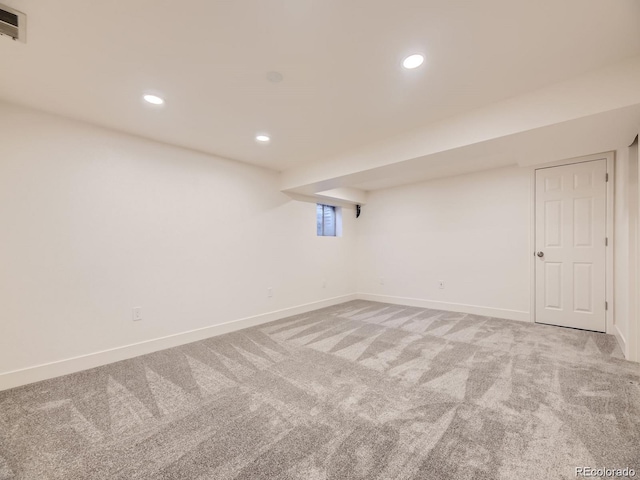 basement with carpet