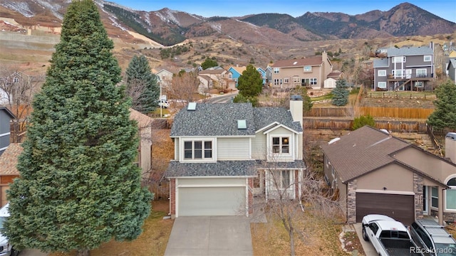 aerial view featuring a mountain view