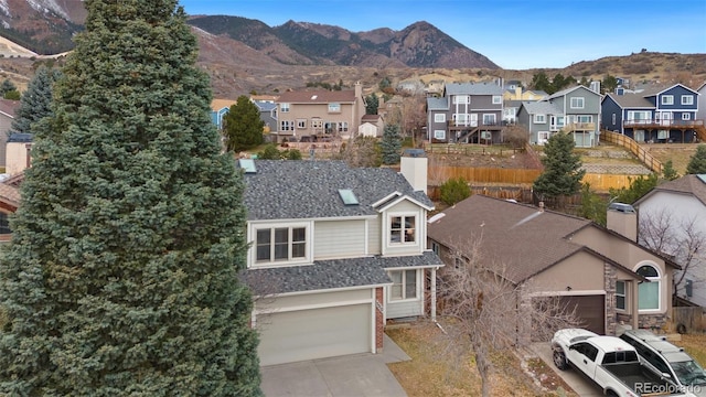 aerial view with a mountain view