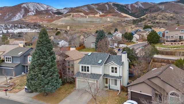 aerial view featuring a mountain view