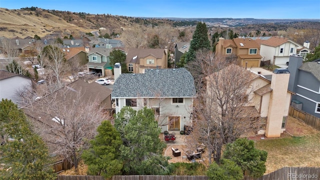 bird's eye view with a mountain view