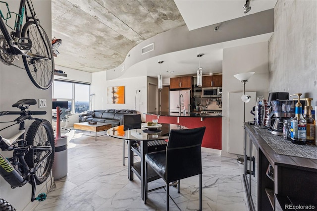 dining area with sink