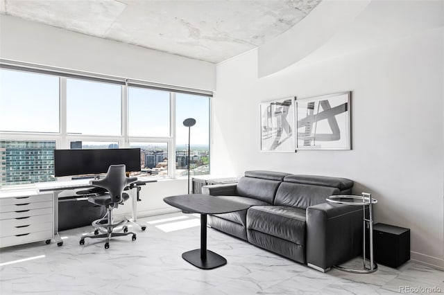 891 14th St Unit 2816, Denver, CO 80202 - office area with light marble finish floors