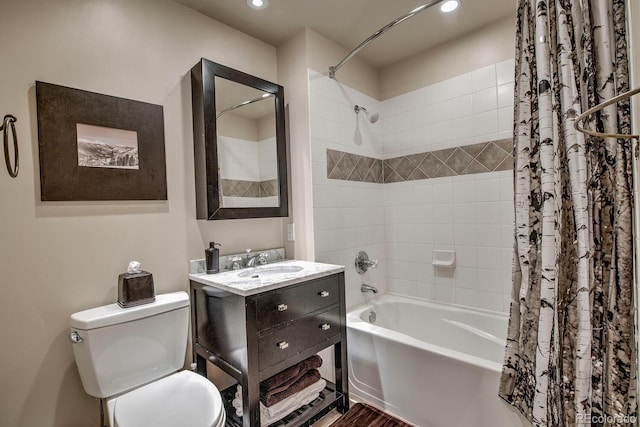 105 Wheeler Cir Unit 334, Frisco, CO 80443 - full bathroom featuring shower / bath combo, vanity, and recessed lighting
