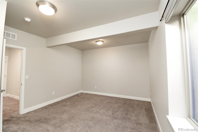 basement with light carpet