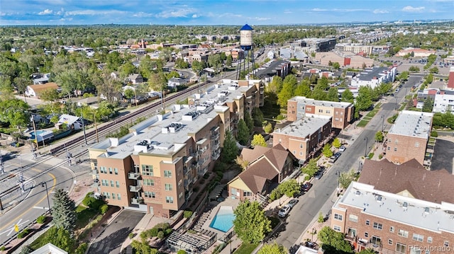 5444 Zephyr St Unit 203, Arvada, CO 80002 - aerial overview of property's location featuring a pool